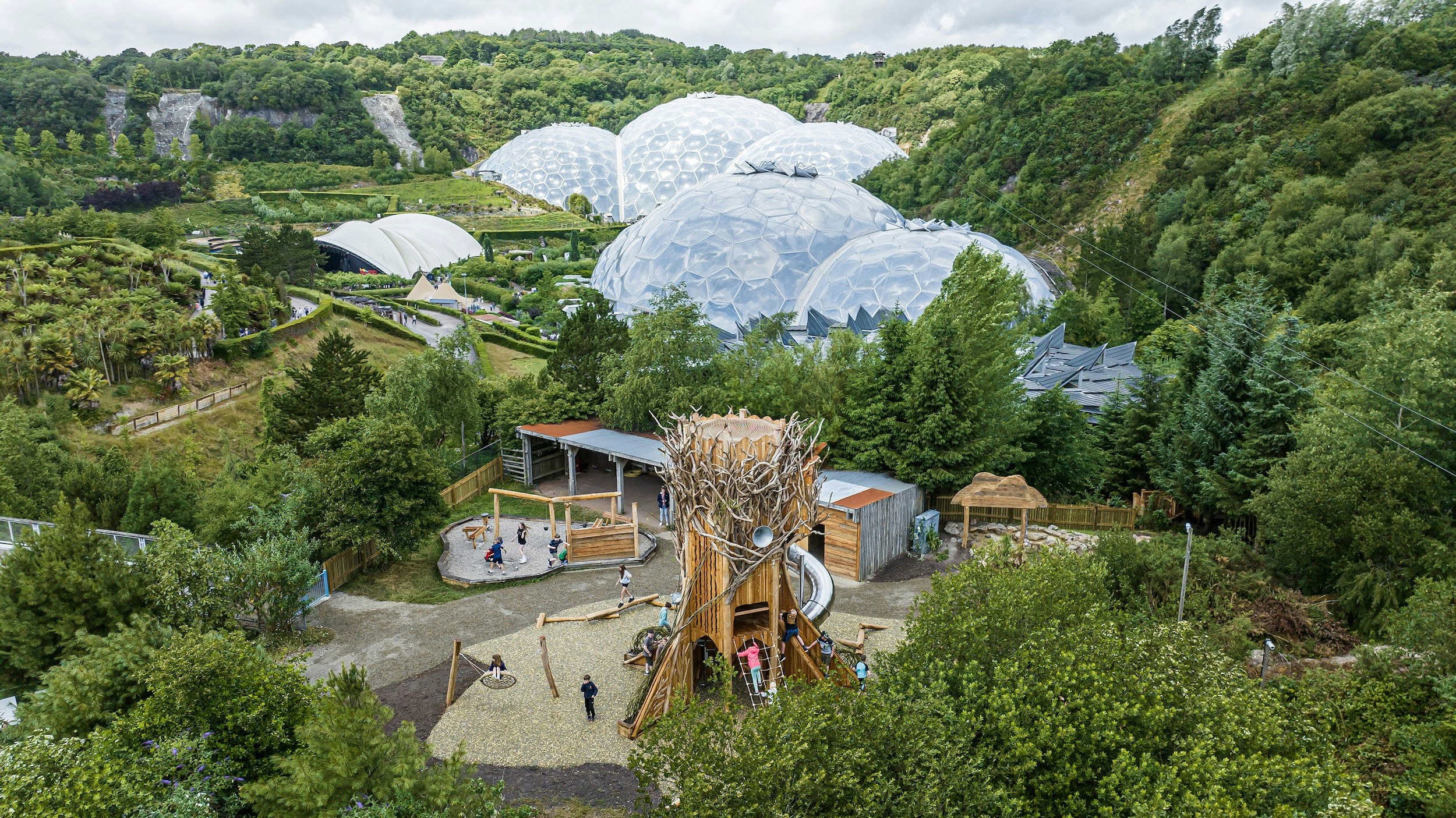 Domed biomes at the Eden Project in Cornwall, U.K.